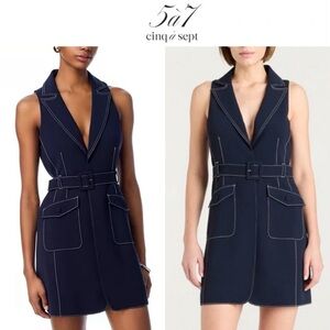 Cinq à Sept Belize Belted Dress Navy Belted Mini Dress Sz 6 NWT 425$